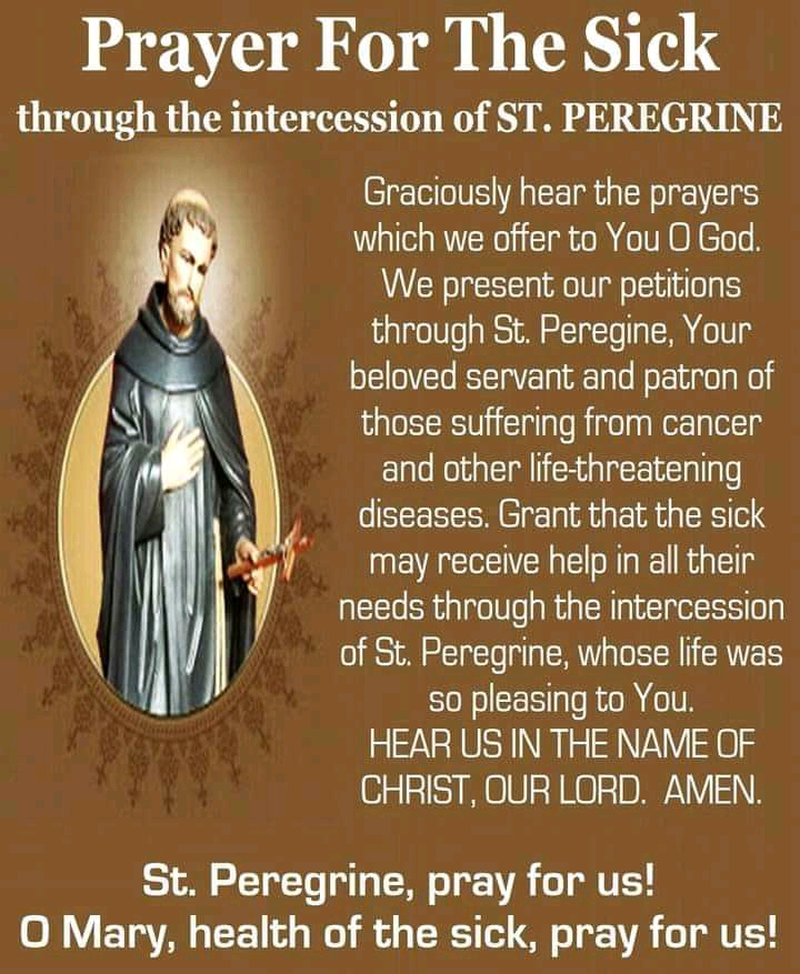 Printable St Peregrine Prayer Printable World Holiday